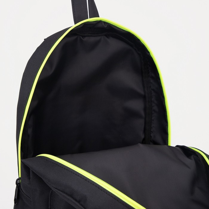 Рюкзак молодёжный из текстиля на молнии, 1 карман, цвет чёрный/зелёный - фото 4 - id-p226240068