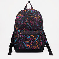Рюкзак школьный из текстиля на молнии, 1 карман, цвет чёрный