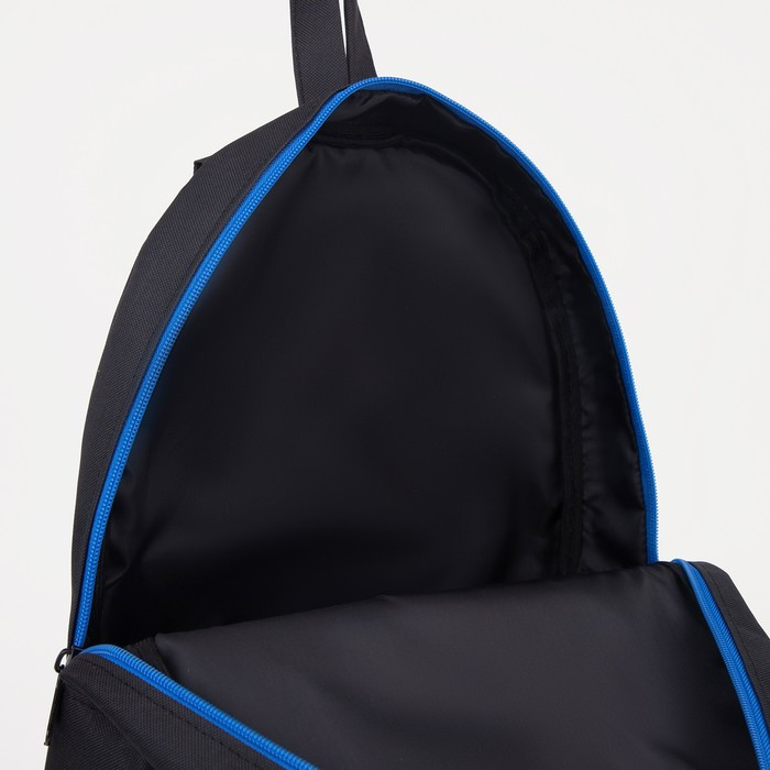 Рюкзак молодёжный из текстиля на молнии, 1 карман, цвет чёрный/синий - фото 4 - id-p226240439