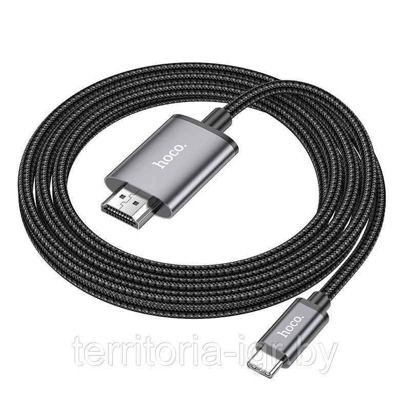 Адаптер кабель UA27 Type-C на HDMI 2м. металлик Hoco - фото 2 - id-p226240519
