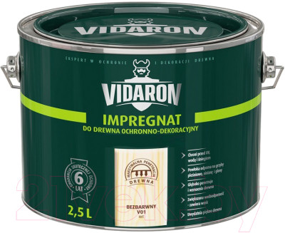 Защитно-декоративный состав Vidaron Impregnant V01 Бесцветный (2.5л) - фото 1 - id-p225915401