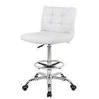 Канто (квадраты) стул для мастера - парикмахера с кругом под ноги, белый