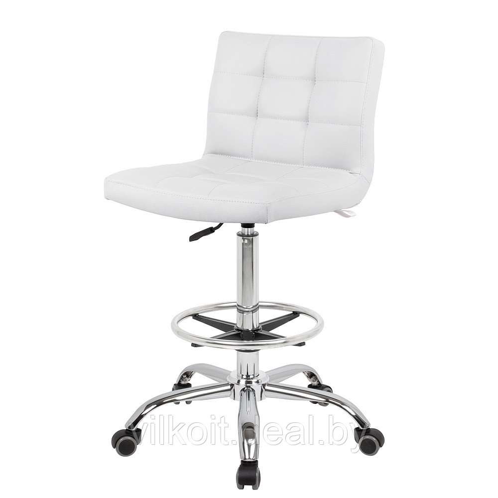 Канто (квадраты) стул для мастера - парикмахера с кругом под ноги, белый - фото 1 - id-p226241303