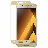 Защитное стекло для Samsung Galaxy A3 2017 (A320) с полной проклейкой (Full Screen), золотое