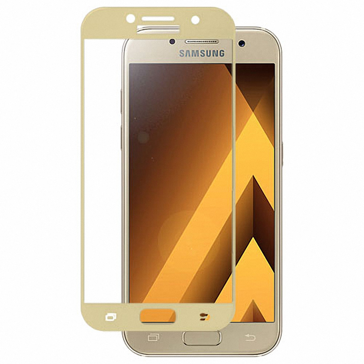 Защитное стекло для Samsung Galaxy A3 2017 (A320) с полной проклейкой (Full Screen), золотое