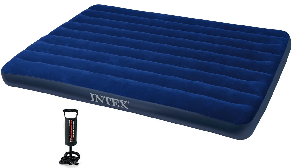 Надувной матрас кровать Intex (усиленный) 64755, 183х203х25 + ручной насос