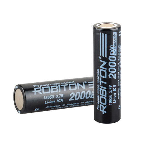 Аккумулятор 18650 2000mAh - ROBITON, 3.7v, Li-Ion, плоский + (LI18650-2000NP-PK1) - фото 2 - id-p226241971