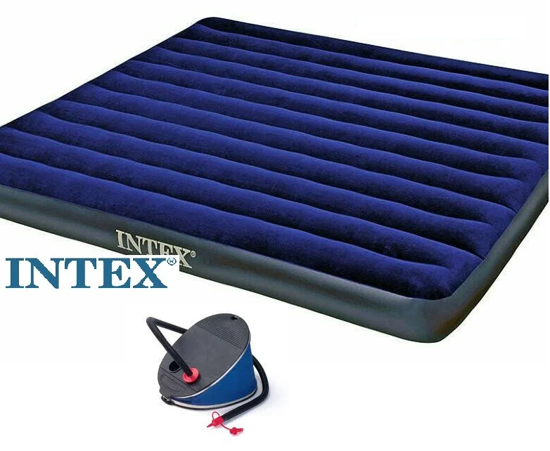 Надувной матрас кровать Intex (усиленный) 64755, 183х203х25 +ножной насос на 5л - фото 1 - id-p226241986