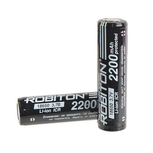 Аккумулятор 18650 2200mAh - ROBITON с защитой, 3.7v, Li-Ion, высокий + (18650-2200) - фото 2 - id-p226242260