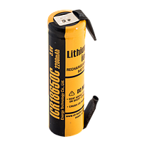 Аккумулятор 18650 2200mAh - ET ICR18650C-T с выводами, 3.7v, Li-Ion, плоский +, выводы приварены точ. сваркой