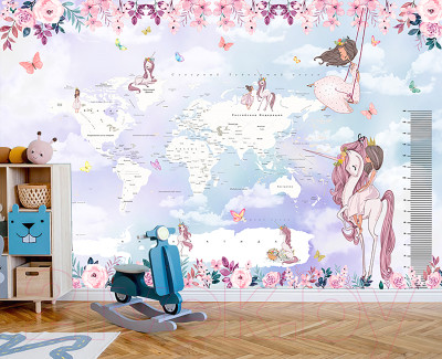 Фотообои листовые Citydecor Princess карта мира с ростомером 17 - фото 4 - id-p226244160
