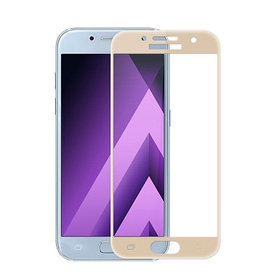 Защитное стекло для Samsung Galaxy A7 2017 с полной проклейкой (Full Screen), золотое