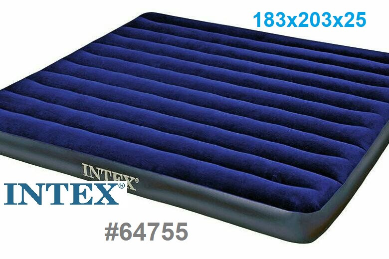 Надувной матрас кровать Intex (усиленный) 64755, 183х203х25 + ручной насос - фото 2 - id-p226252272