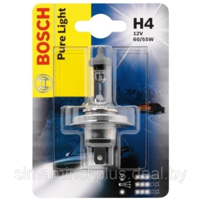 Лампа автомобильная Bosch, H4, 12 В, 60/55 Вт, 1987301001 - фото 1 - id-p226253912