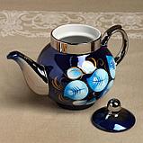 Набор «Жостово на синем», рюмка, 3 предмета, самовар 3 л, заварочный чайник 0,7 л, поднос, фото 7