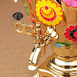 Набор «Цветы на золотом», жёлудь, 3 предмета, самовар 3 л, заварочный чайник 0,7 л, поднос, фото 9