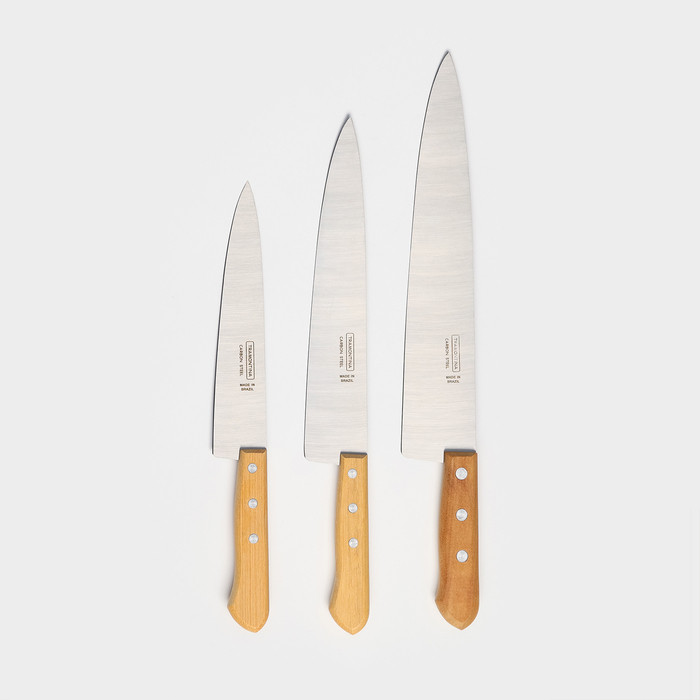 Набор кухонных ножей "Поварская тройка TRAMONTINA", лезвие 20 см, 25 см, 30см - фото 1 - id-p226255486