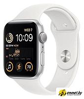 Умные часы Apple Watch SE 2 44 мм (алюминиевый корпус, серебристый/белый, спортивный силиконовый ремешок M/L)