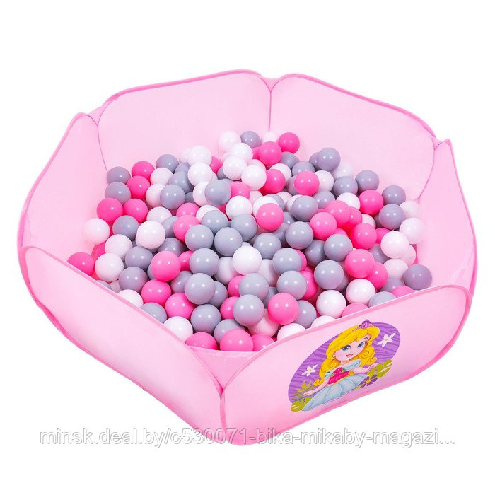 Шарики для сухого бассейна с рисунком, диаметр шара 7,5 см, набор 150 штук, цвет розовый, белый, серый - фото 4 - id-p226255987