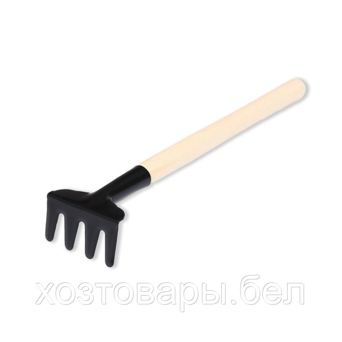 Набор садового инструмента, 3 предмета: грабли, 2 лопатки, длина 24 см, деревянные ручки - фото 4 - id-p226255735