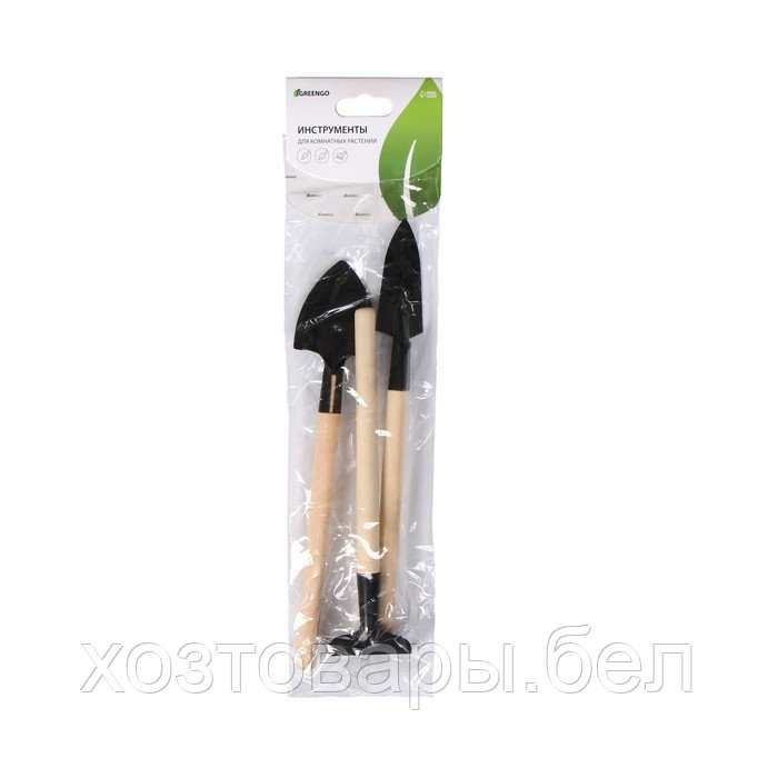 Набор садового инструмента, 3 предмета: грабли, 2 лопатки, длина 24 см, деревянные ручки - фото 5 - id-p226255735