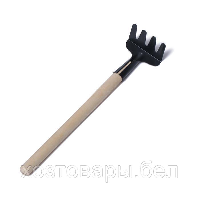 Набор садового инструмента, 3 предмета: грабли, 2 лопатки, длина 24 см, деревянные ручки - фото 7 - id-p226255735