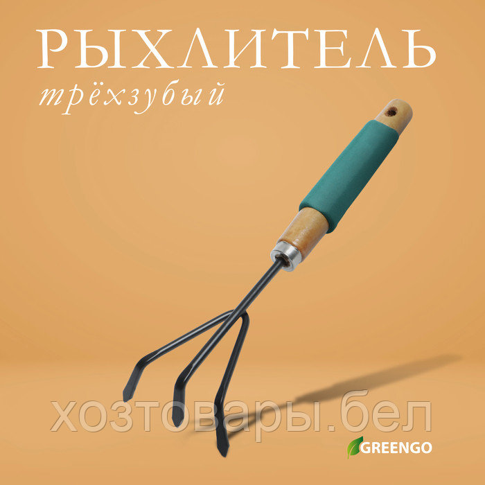Рыхлитель 30,5 см, 3 зубца, деревянная ручка с поролоном Greengo - фото 3 - id-p226255622