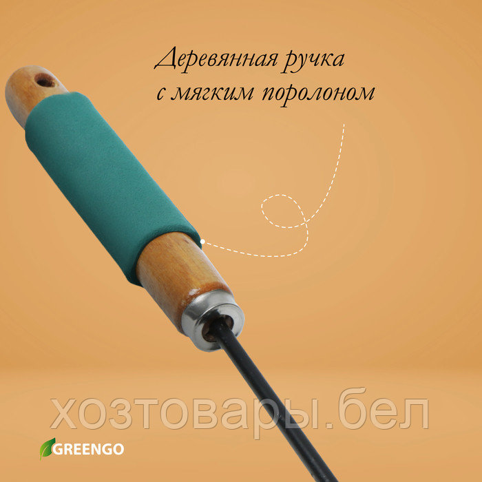 Грабельки прямые 29см, 5 зубцов, металл, деревянная ручка с поролоном, Greengo - фото 6 - id-p226255625