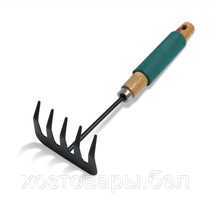 Грабельки прямые 29см, 5 зубцов, металл, деревянная ручка с поролоном, Greengo - фото 8 - id-p226255625