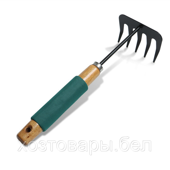 Грабельки прямые 29см, 5 зубцов, металл, деревянная ручка с поролоном, Greengo - фото 9 - id-p226255625