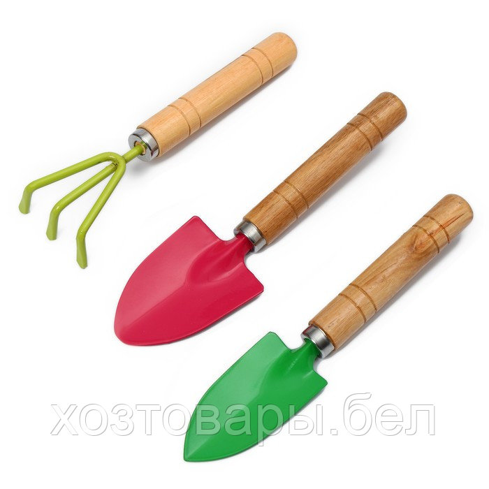 Набор садового инструмента, 3 предмета: рыхлитель, совок, грабли, длина 20 см, цвет МИКС, Greengo - фото 1 - id-p226255634