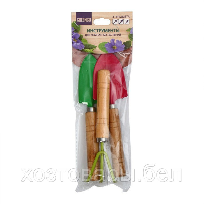 Набор садового инструмента, 3 предмета: рыхлитель, совок, грабли, длина 20 см, цвет МИКС, Greengo - фото 5 - id-p226255634