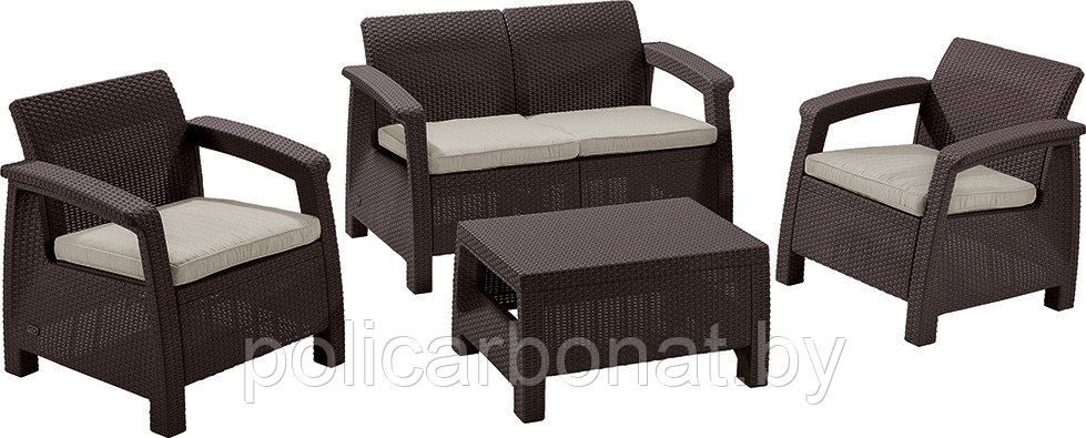 Комплект мебели Keter Corfu Set, коричневый