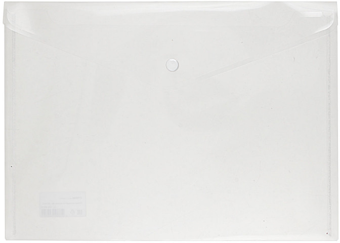 Папка-конверт пластиковая на кнопке «Стамм» А4+ толщина пластика 0,15 мм, прозрачная - фото 2 - id-p226257769