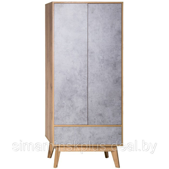Шкаф 2-х дверный «Хелен 2213.М1», 800 × 500 × 1850 мм, цвет дуб вотан / бетон чикаго - фото 1 - id-p226258406