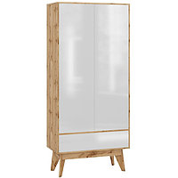 Шкаф 2-х дверный «Хелен 2213.М1», 800 × 500 × 1850 мм, цвет дуб вотан / белый лак