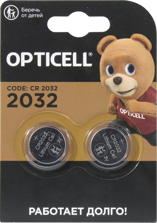 Элемент питания OPTICELL CR2032-2 (Li 3V) уп. 2 шт - фото 1 - id-p226259610