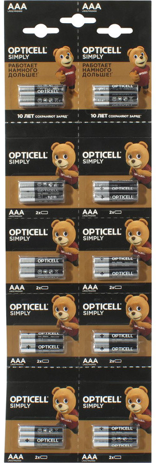 Элемент питания OPTICELL SIMPLY MN2400-20 (LR03) Size AAA 1.5V щелочной (alkaline) уп. 20 шт - фото 1 - id-p226259627