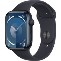 Умные часы Apple Watch Series 9 45 мм (алюминиевый корпус, полуночный/полуночный, спортивный силиконовый - фото 1 - id-p226262238
