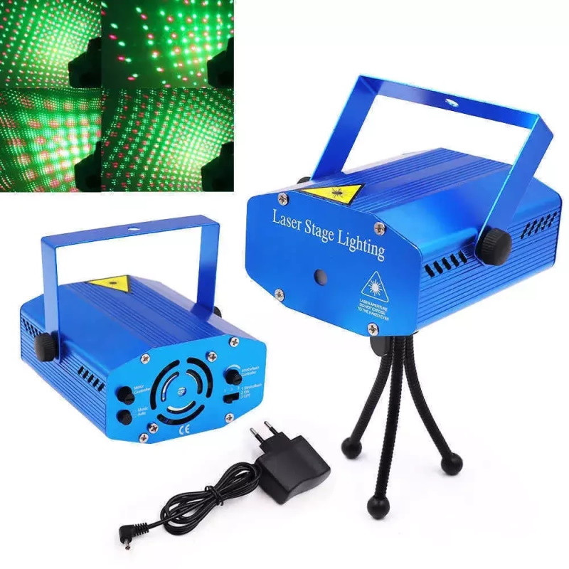 Лазерный проектор Mini Laser Stage Lighting XL-6E-D. Снежинки, звездочки, I love you, сердца