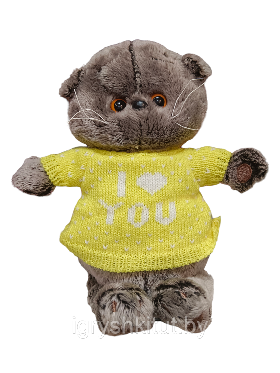Мягкая игрушка Кот Басик (Basik) в кофточке "I Love You" - фото 2 - id-p220673931