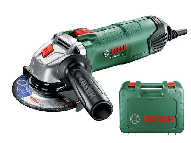 Одноручная углошлифмашина BOSCH PWS 750-115 NEW в чем. (750 Вт, диск 115х22 мм, без регул. об.) - фото 1 - id-p226253068