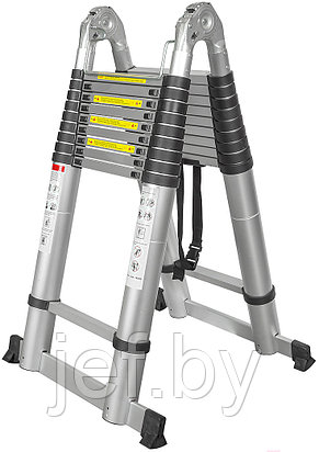 Лестница-стремянка телескопическая алюм бытовая 4+4м (10+10 ступ ) FORSAGE F-UP400-M, фото 2