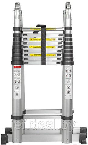 Лестница-стремянка телескопическая алюм бытовая 4+4м (10+10 ступ ) FORSAGE F-UP400-M, фото 2