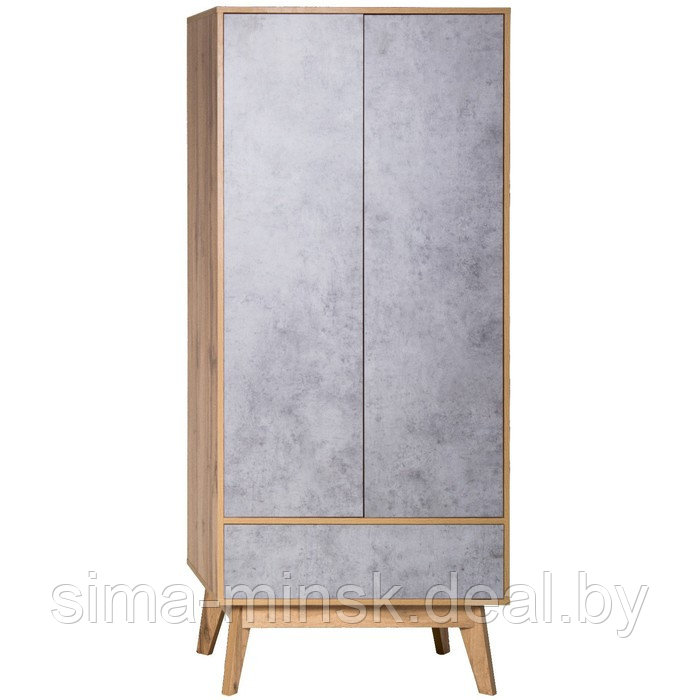 Шкаф 2-х дверный «Хелен 2213.М1», 800 × 500 × 1850 мм, цвет дуб вотан / бетон чикаго - фото 1 - id-p226266457