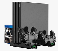 Подставка для PlayStation 4 с охлаждением - DOBE TP4-19076, зарядка для 2-х DualShock 4, стойка для 10 дисков
