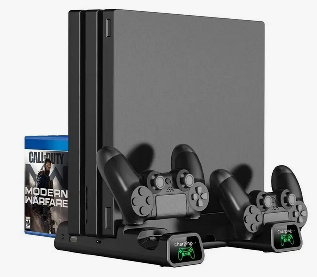 Подставка для PlayStation 4 с охлаждением - DOBE TP4-19076, зарядка для 2-х DualShock 4, стойка для 10 дисков - фото 1 - id-p226266690