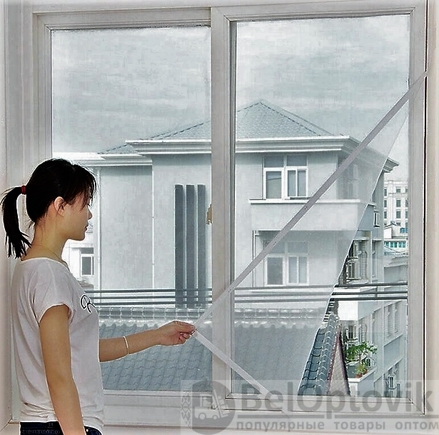 Москитная сетка на окна с самоклеящейся лентой, 1,5х1,3 м. 5ШТ. (9,98р./шт.) - фото 2 - id-p226267046