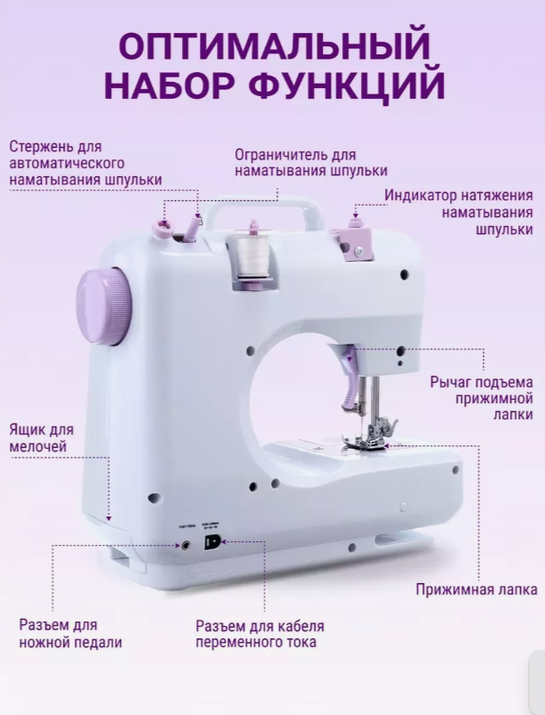 Швейная машинка электрическая с педалью Sewing Machine FHSM-505 - фото 3 - id-p204729962