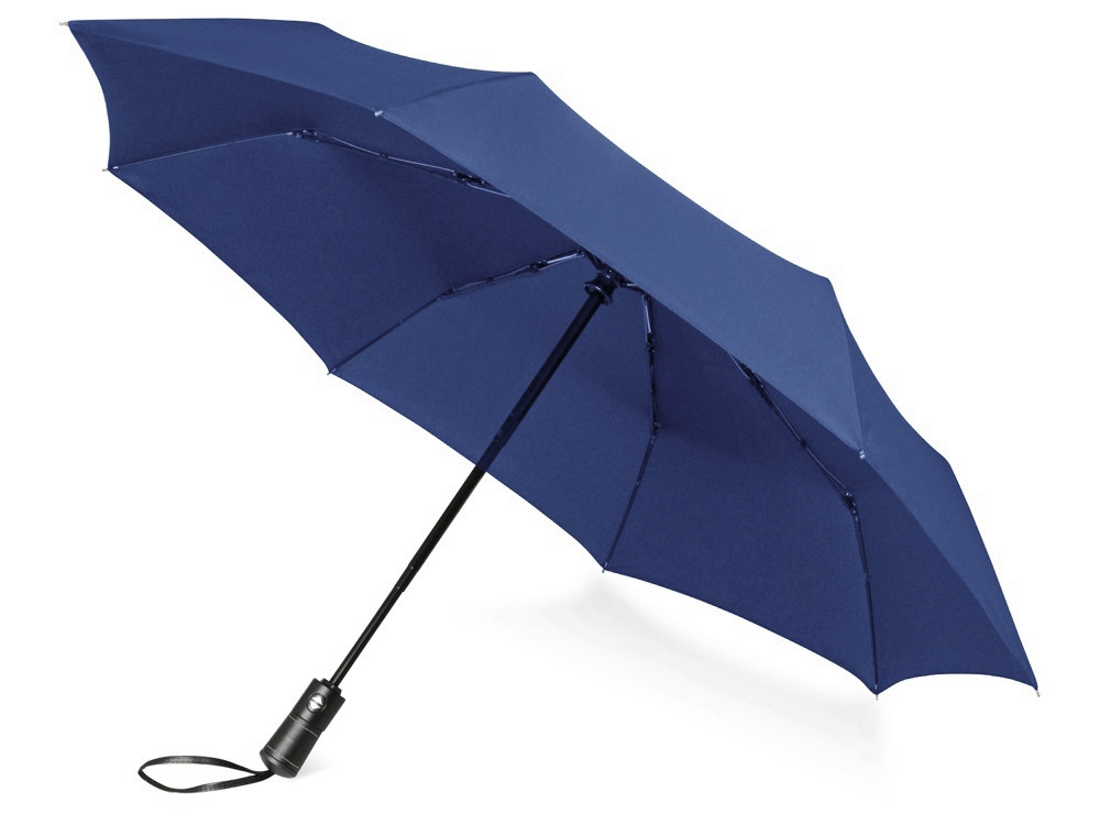 Зонт складной Ontario, автоматический, 3 сложения, с чехлом, темно-синий - фото 1 - id-p226278903